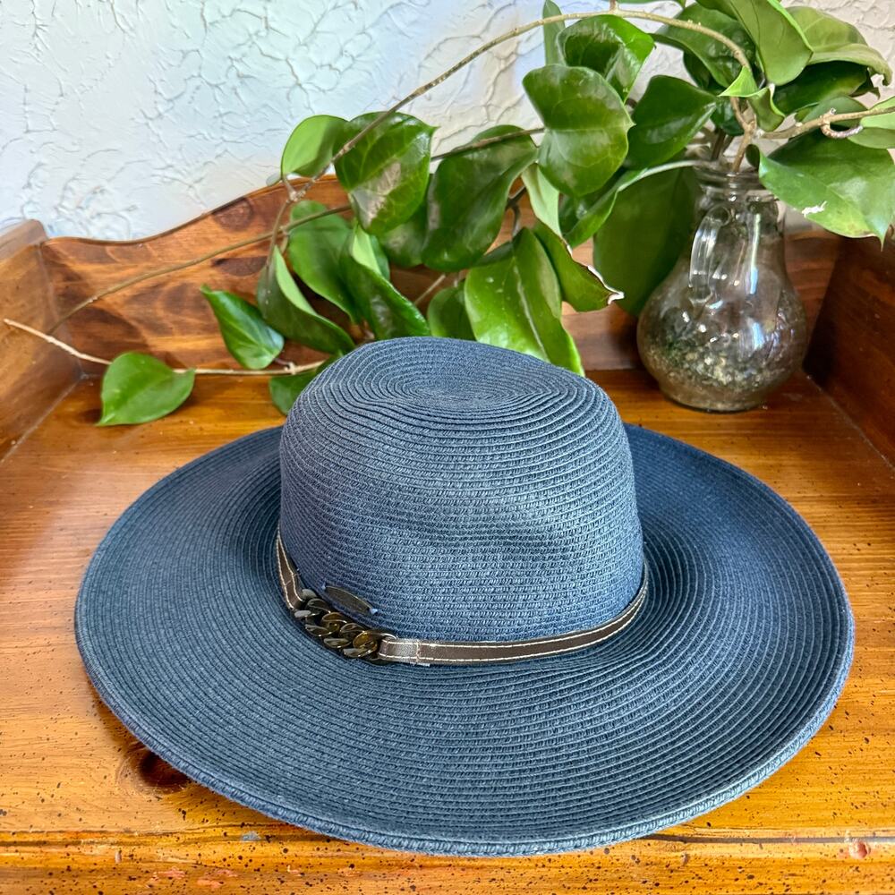 Panama Jack Black Wide Brim Sun Hat Womens One Size Boho Beach Festival Hat